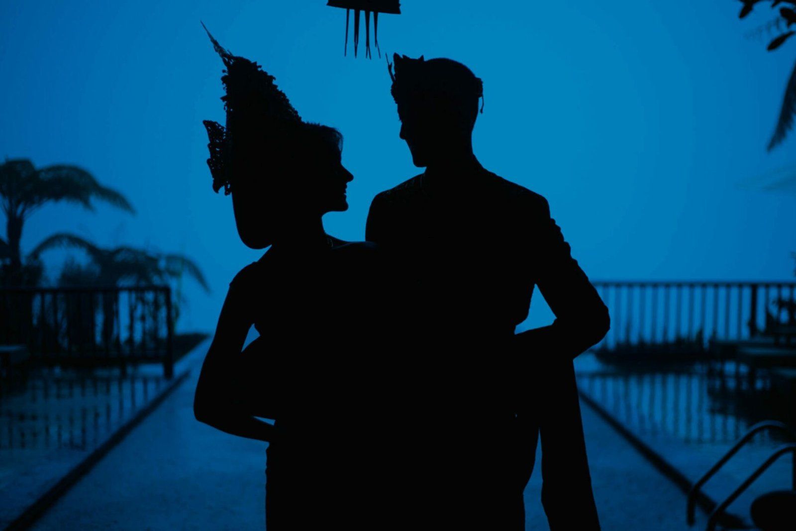 A couple in traditional Balinese attire during a blessing ceremony