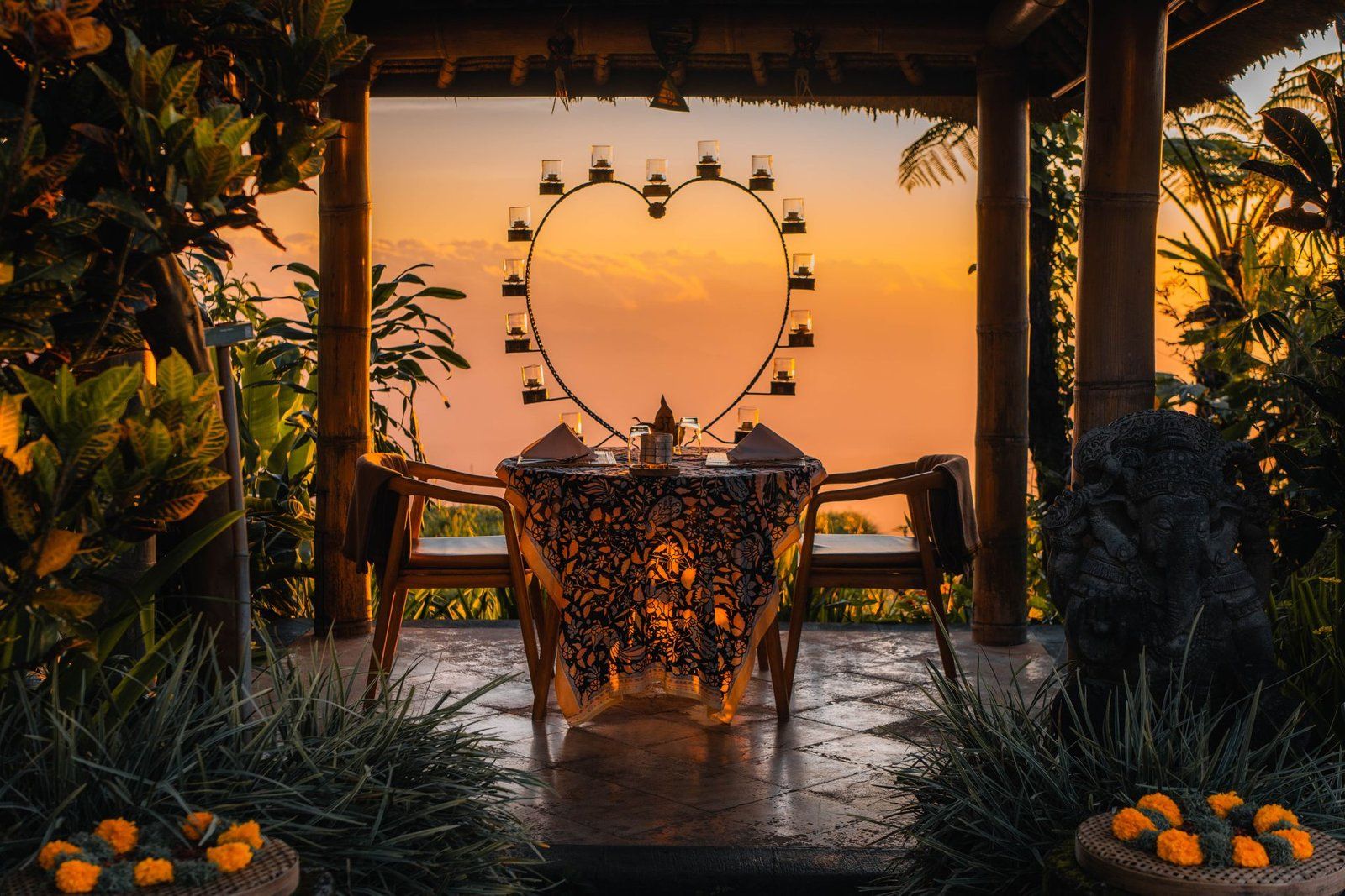 A candlelit private dinner at the resort
