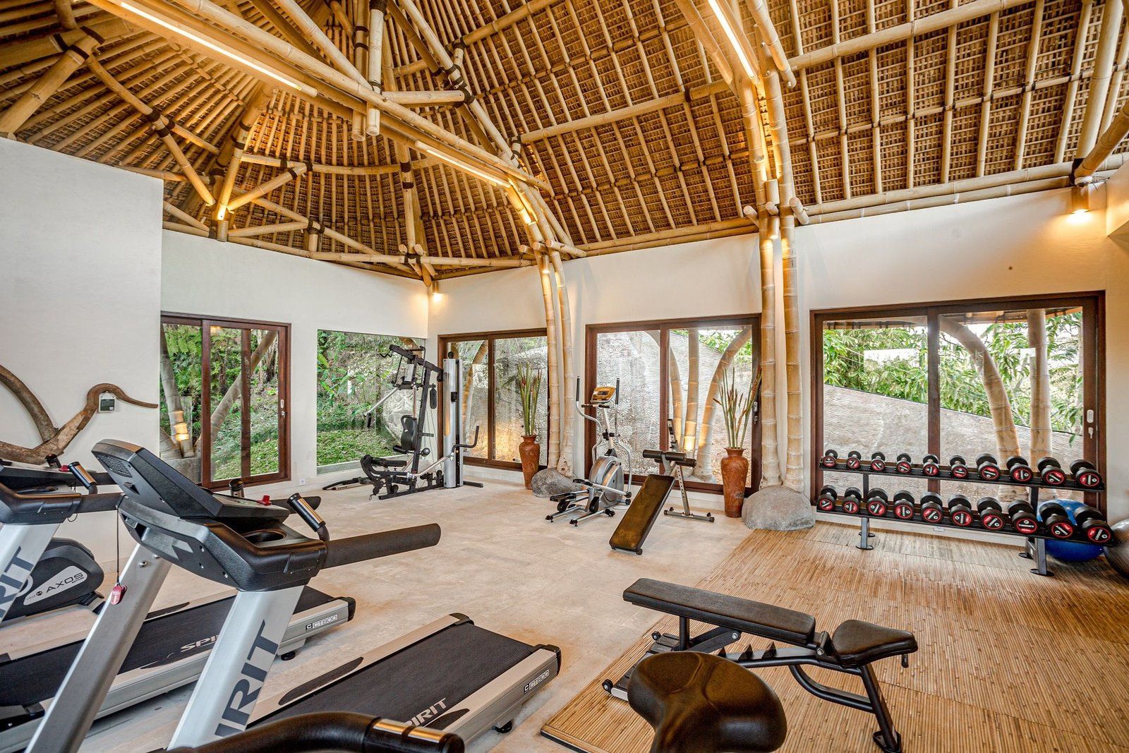 The Bamboo Gym with its bamboo roof