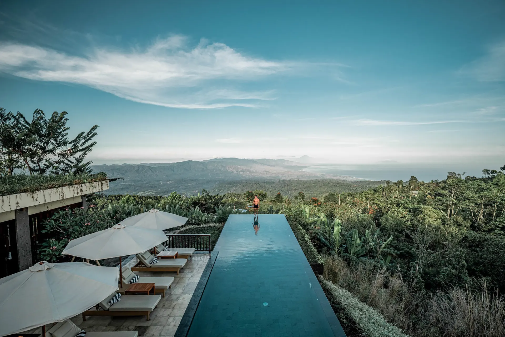 Villas and pools of Munduk Moding Plantation above the clouds