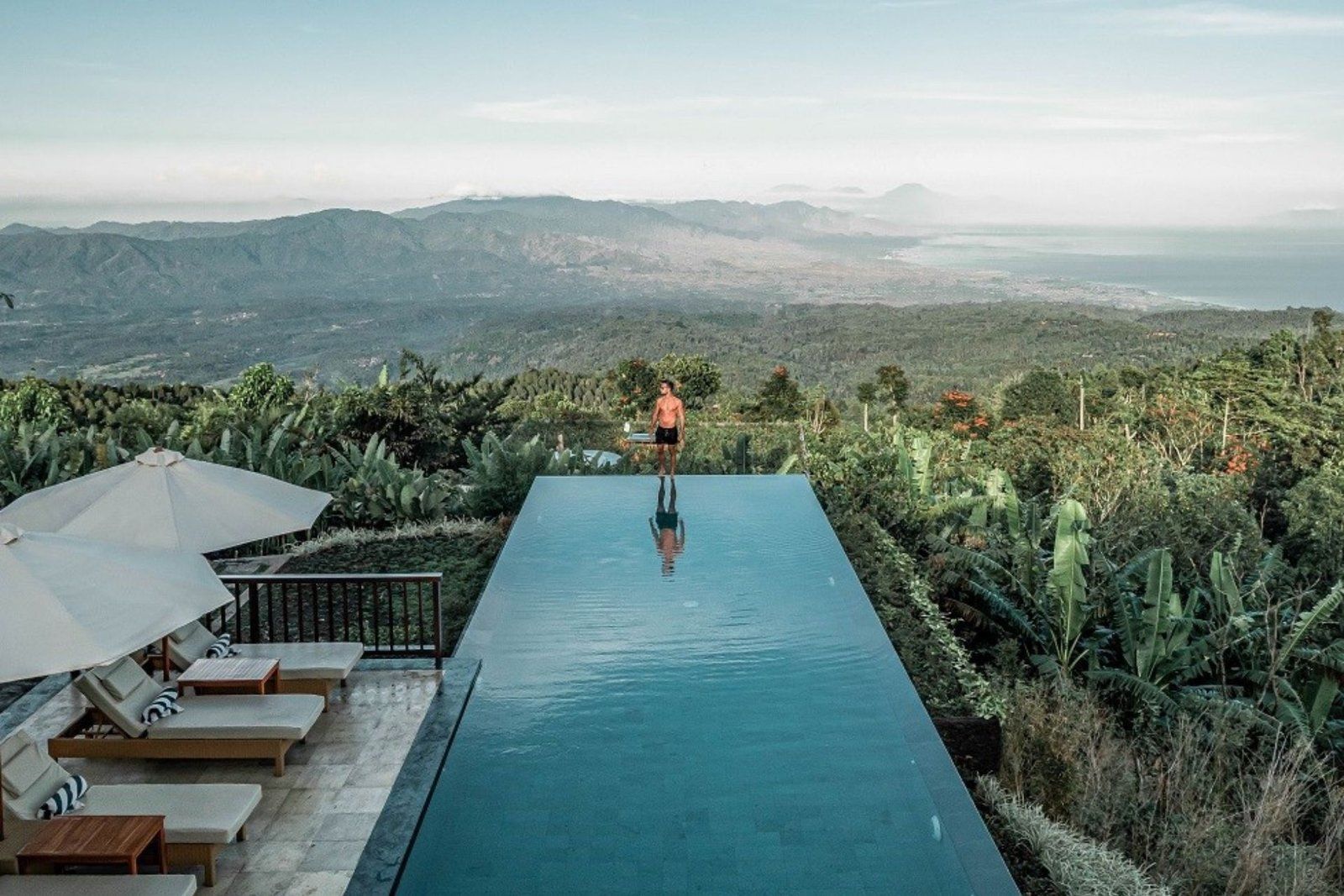 An infinity pool overlooking the rainforest