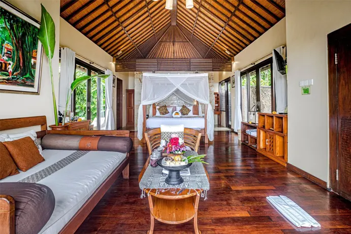 A one-bedroom villa terrace with a private jacuzzi