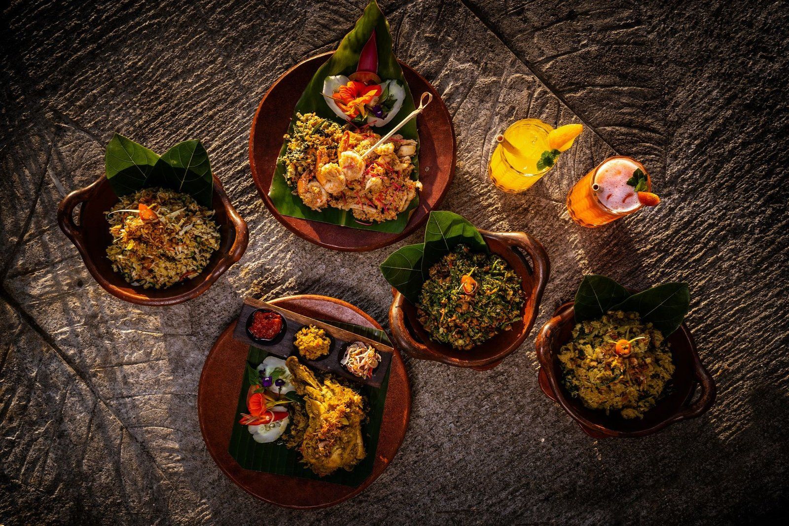 Traditional Balinese dishes served at Warung Bongkot